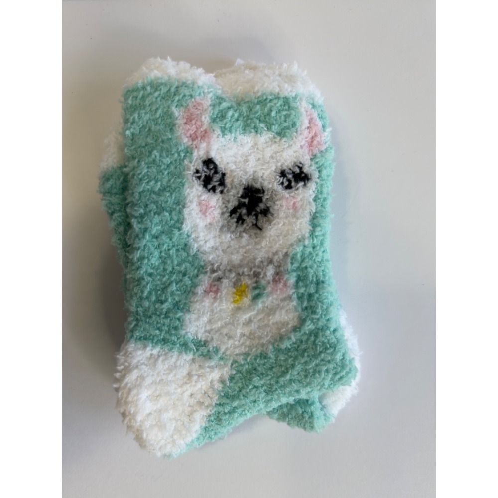 Snuggle Feet Women Fuzzy Llama Socks Mint Cozy Crew 5-9 NWT